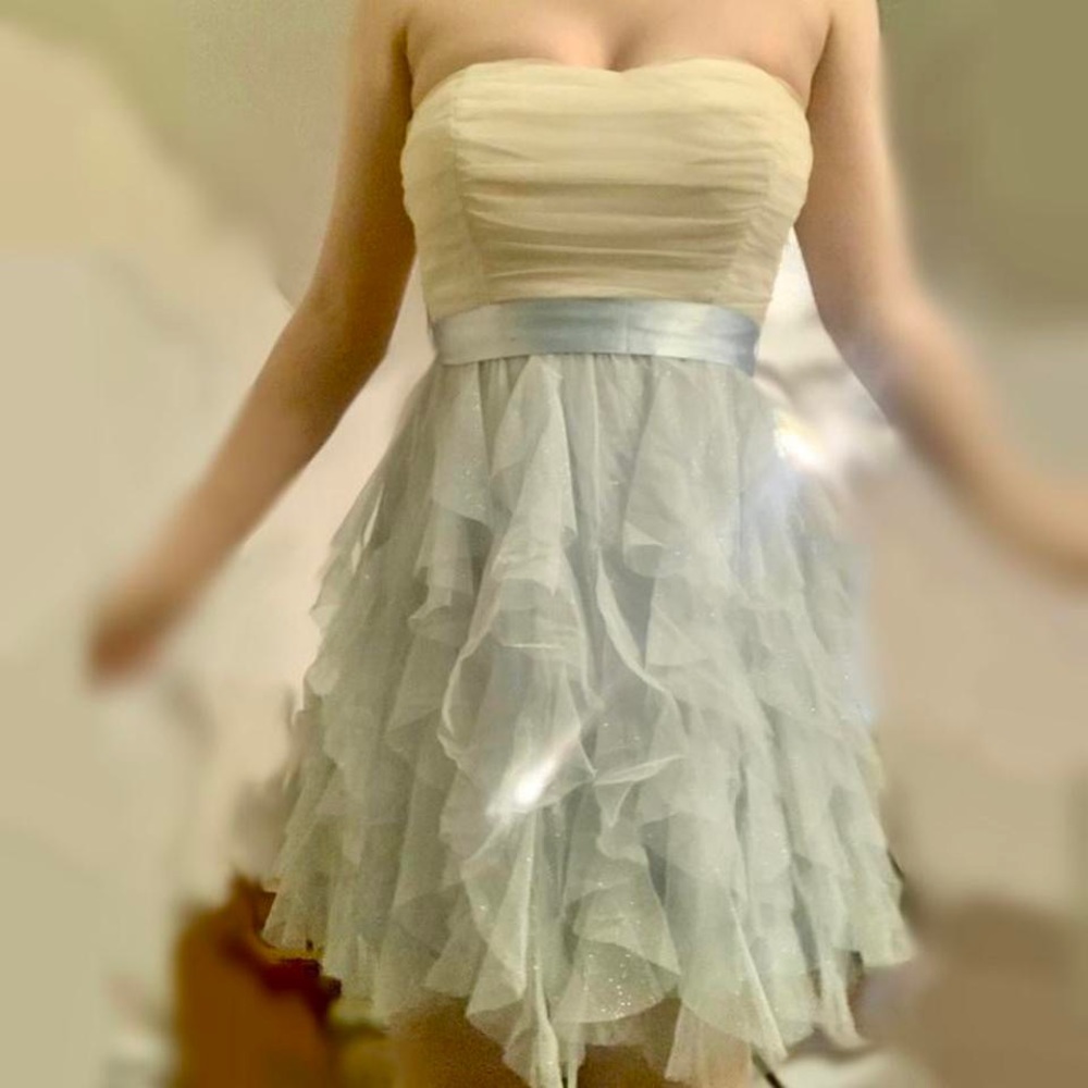 Magical Teeze Me size 9 Sparkly Blue Cream Formal Dress